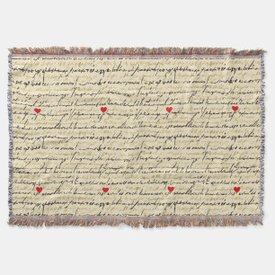 Modern Heart Pattern with Script Background (4) Throw Blanket