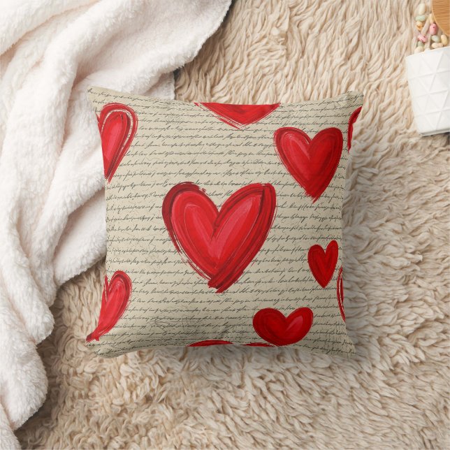 Modern Heart Pattern with Script Background (5) Cushion (Blanket)