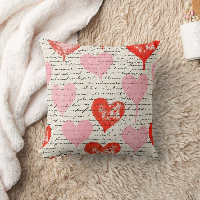 Modern Heart Pattern with Script Background (7) Cushion (Blanket)