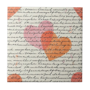 Modern Heart Pattern with Script Background (8) Ceramic Tile