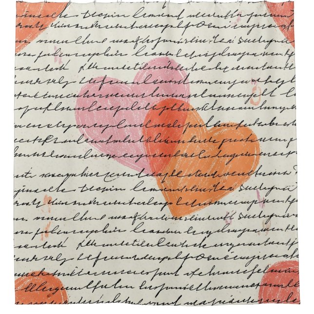 Modern Heart Pattern with Script Background (8) Shower Curtain (Front)