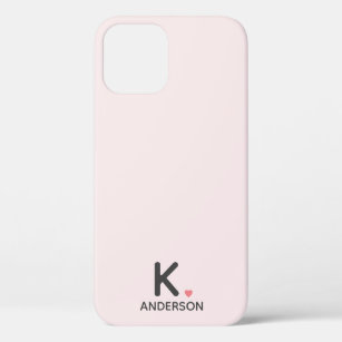 Modern Heart   Personalised Name Pink Girly Cute iPhone 12 Case