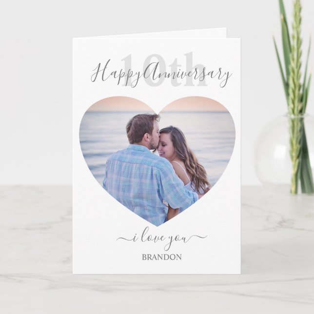 Modern | Heart Photo | Any Year Anniversary Card (Front)