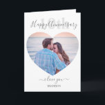 Modern | Heart Photo | Any Year Anniversary Card<br><div class="desc">Modern any age, heart shaped photo wedding anniversary card for any year, a stylish design, with script typography, your favourite photo and the option to customise the text to suit your own requirements. For him and for her, a great way to wish your husband or wife a happy wedding anniversary...</div>