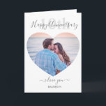 Modern | Heart Photo | Any Year Anniversary Card<br><div class="desc">Modern any age, heart shaped photo wedding anniversary card for any year, a stylish design, with script typography, your favourite photo and the option to customise the text to suit your own requirements. For him and for her, a great way to wish your husband or wife a happy wedding anniversary...</div>