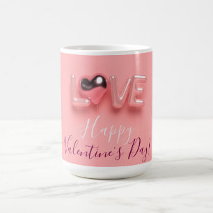 MODERN HEART PINK VALENTINES DAY COFFEE MUG