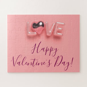 MODERN HEART PINK VALENTINES DAY JIGSAW PUZZLE