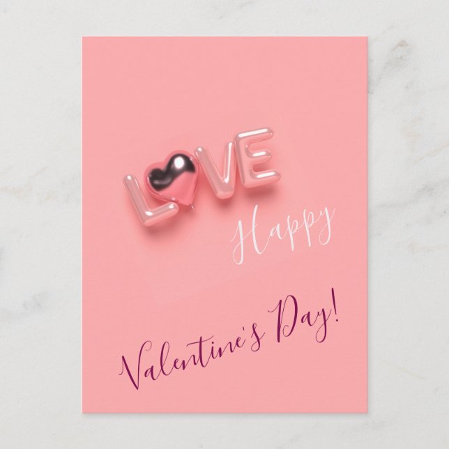 MODERN  HEART PINK VALENTINES DAY   POSTCARD (Front)