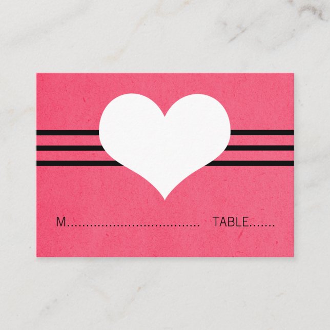 Modern Heart Place Card, Pink Place Card (Front)