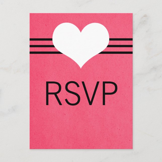 Modern Heart RSVP Postcard, Pink Invitation Postcard (Front)