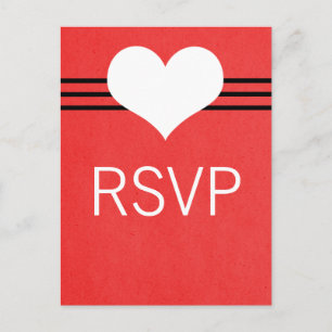 Modern Heart RSVP Postcard, Red Invitation Postcard