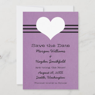 Modern Heart Save the Date Invite, Purple