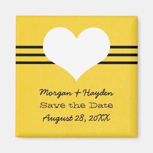 Modern Heart Save the Date Magnet, Yellow Magnet
