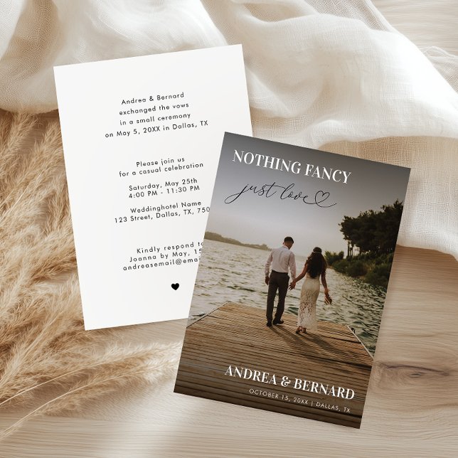 Modern Heart Script Nothing Fancy Just Love Eloped Invitation (Creator Uploaded)