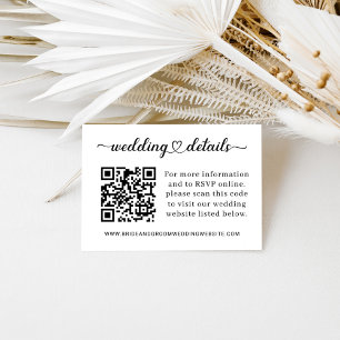 Modern Heart Script Wedding Details Enclosure Card