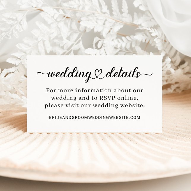 Modern Heart Script Wedding Details Website Enclosure Card (Creator Uploaded)