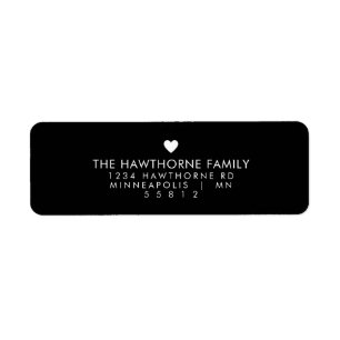 Modern Heart Send Love Minimal Black Address  Return Address Label