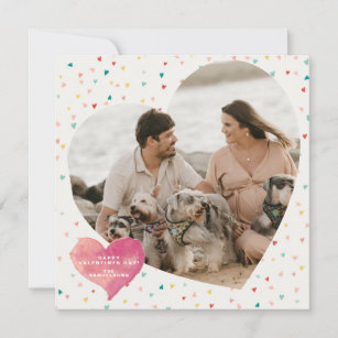 Modern Heart Shaped Photo Happy Valentine's Day Holiday Card