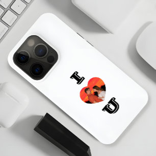 Modern Heart Shaped Photo I Love U iPhone 15 Pro Max Case