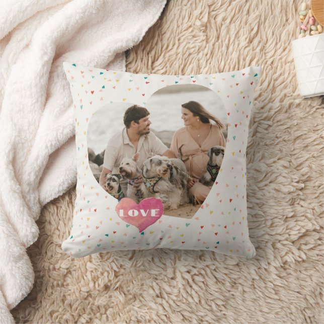 Modern Heart Shaped Photo Valentine's Day  Cushion (Blanket)