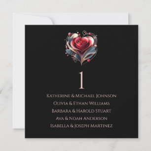 Modern Heart Shaped Rose-Wedding Seating Chart- Invitation