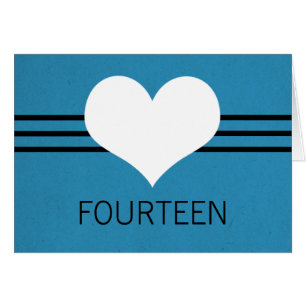 Modern Heart Table Number Card, Blue