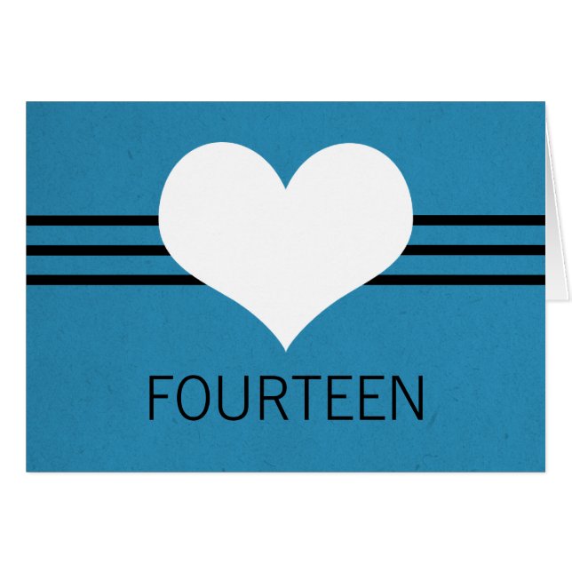 Modern Heart Table Number Card, Blue (Front Horizontal)