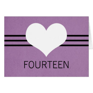 Modern Heart Table Number Card, Purple