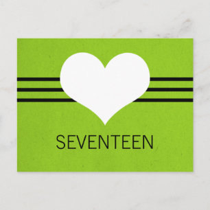 Modern Heart Table Number Postcard, Green Postcard