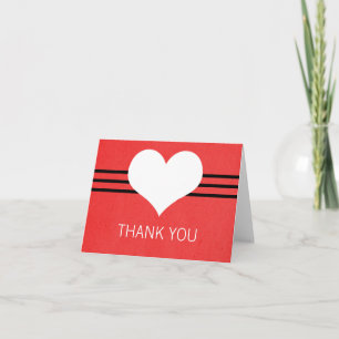 Modern Heart Thank You Card, Red Card