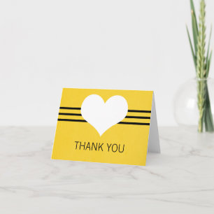 Modern Heart Thank You Card, Yellow Card