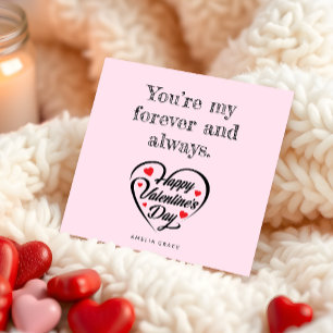 Modern Heart Typography Soft Pink Valentine Day Card