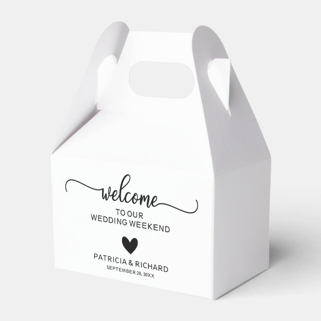 Modern Heart Wedding Welcome Hotel Favour Box (Front Side)
