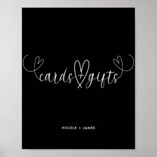 Modern Hearts Black & White Wedding Gifts & Cards Poster