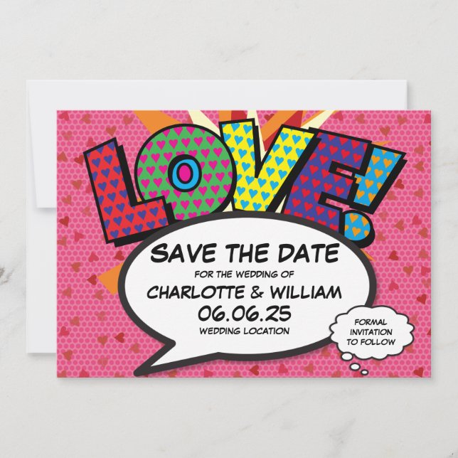 Modern Hearts Confetti Love Wedding Save The Date (Front)
