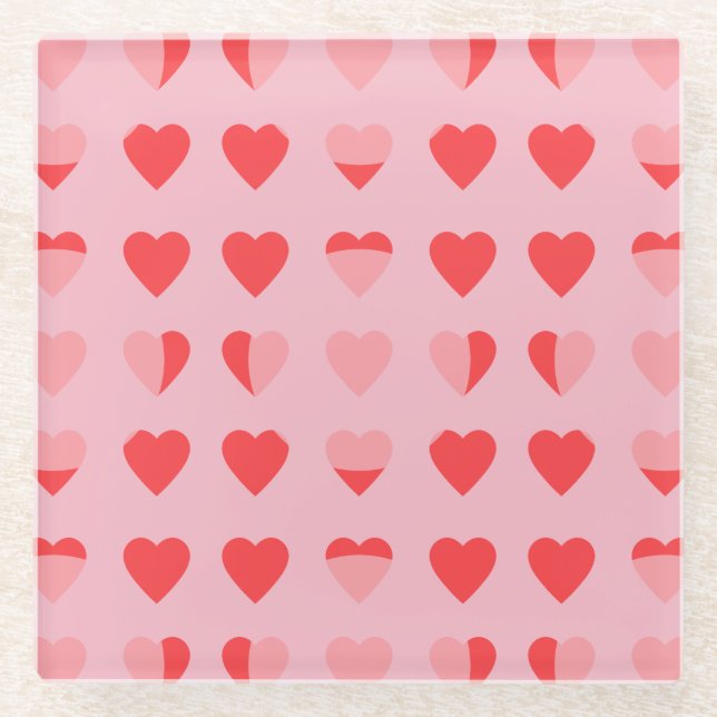 modern hearts glass coaster (Front)