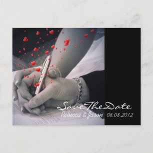 modern hearts Las Vegas Wedding save the date Announcement Postcard