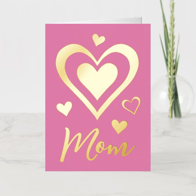 Modern Hearts Mother's Day Mum Gold  Foil Greeting Card (Front)