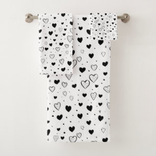 Modern Hearts Pattern Bath Towel Set
