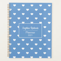 Modern hearts pattern blue personalised