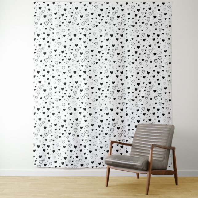 Modern Hearts Pattern Tapestry (In Situ)