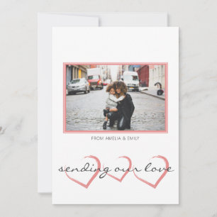 Modern Hearts Pink Photo Valentine`s Day Holiday Card