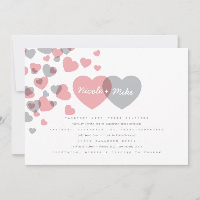 Modern Hearts Wedding Invitation (Front)