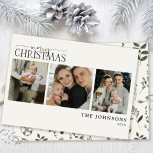 Modern Heirloom Botanical Newlywed Christmas Holiday Card