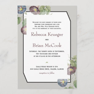 Modern Heirloom Morning Glory Wedding Invitation