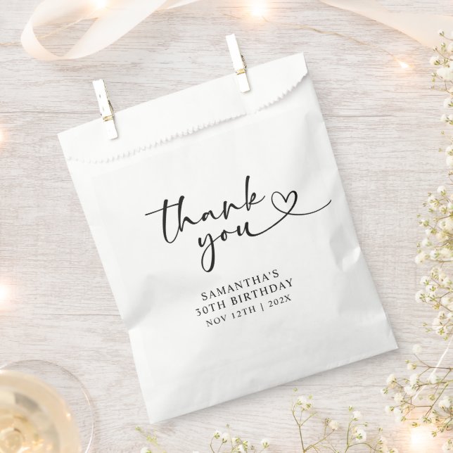 Modern Hello 30th Birthday Thank you Favour Bag (Clipped)