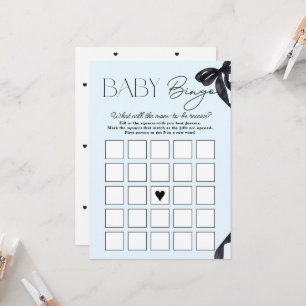 Modern Hello Baby Bow Baby Shower Baby Bingo Card