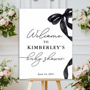 Modern Hello Baby Bow Baby Shower Welcome Sign