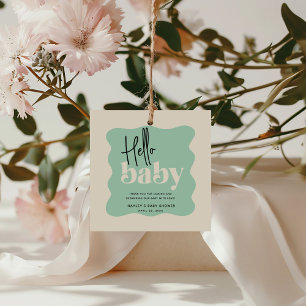 Modern Hello Baby Mint Green & Cream Baby Shower Favour Tags