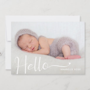 Modern Hello Baby Photo Birth Announcement